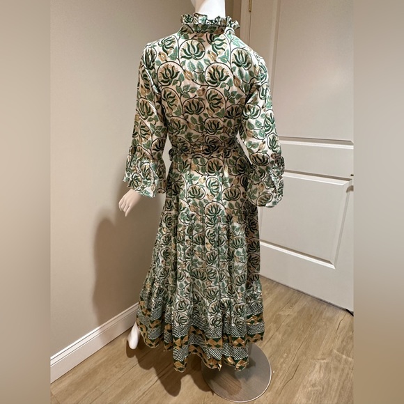 NWT Small Oliphant Ruffle Collar Bell Maxi Dress - Picture 4 of 5